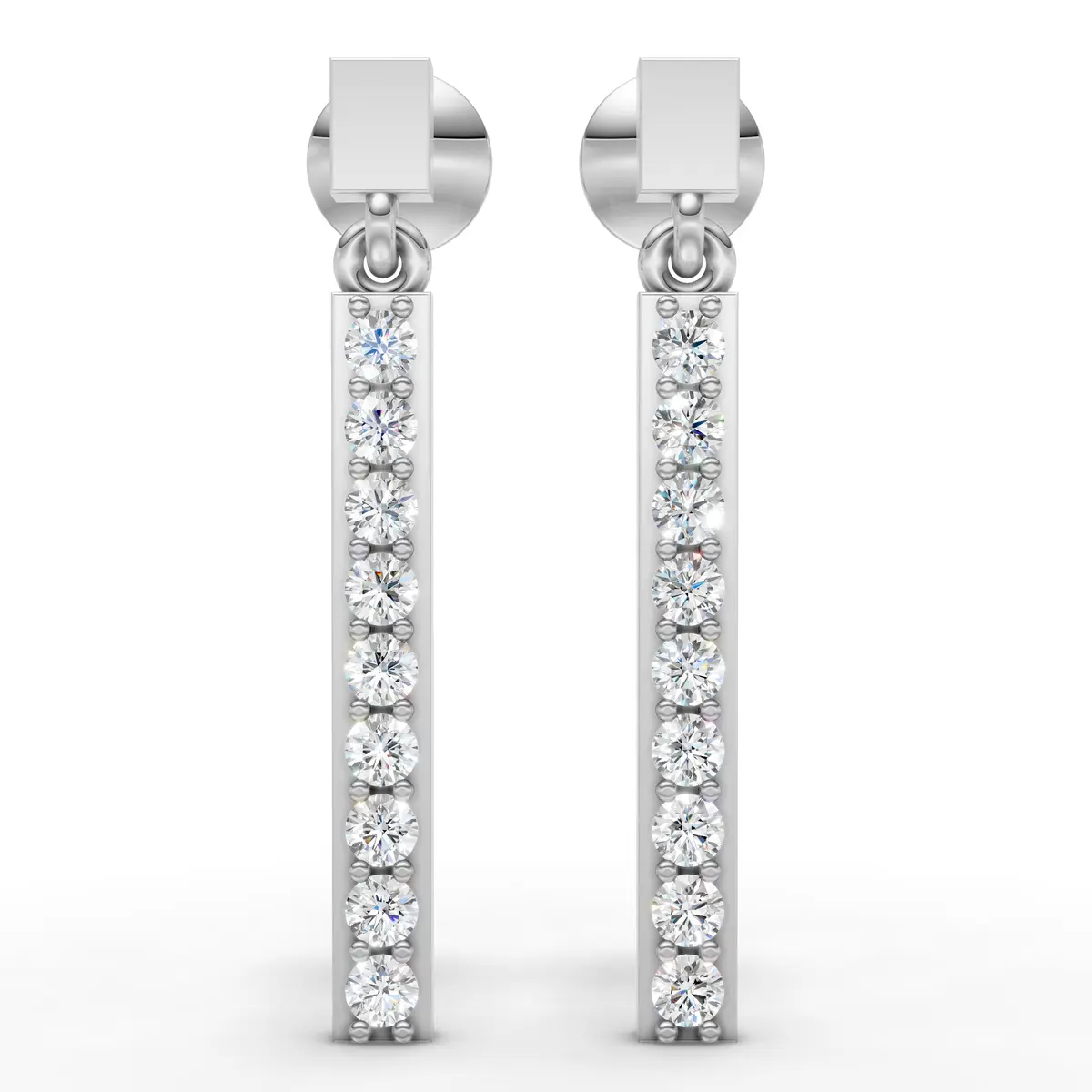 Diamond Bar Drop Earrings